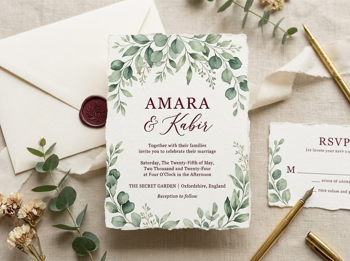 Classic garden invitation sample
